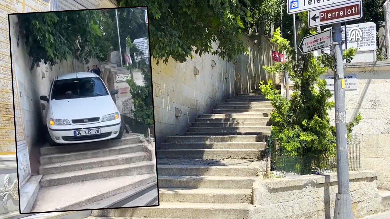 Mezarlıktaki Şaşkın Sürücü Ortalığı Birbirine Kattı! Düz Yolda İlerleyemeyince Yaptığını Gören İnanamadı