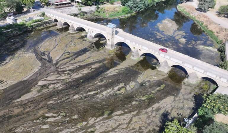 Tunca Nehri’nde kuraklık: Su seviyesi dipte