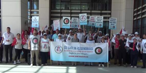 Edirne’de sağlık çalışanlarından enflasyonun altında kalan zam oranına tepki