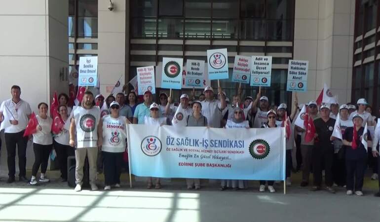 Edirne’de sağlık çalışanlarından enflasyonun altında kalan zam oranına tepki