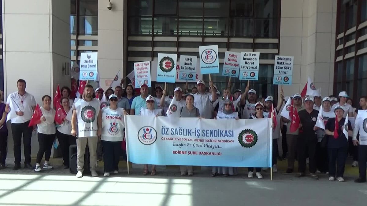 Edirne’de sağlık çalışanlarından enflasyonun altında kalan zam oranına tepki