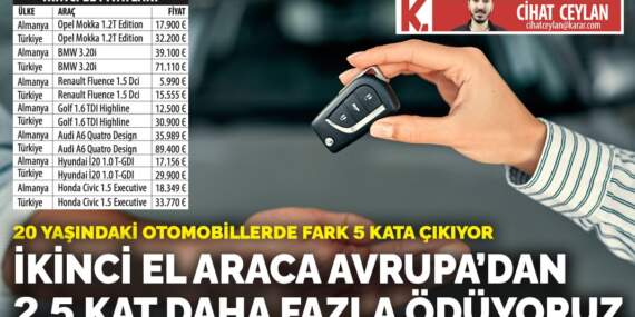 İkinci el araca Avrupa’dan 2.5 kat daha fazla ödüyoruz