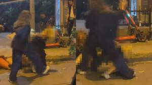 Beşiktaş’ta Ortalık Savaş Alanına Döndü! Kadınlar Saç Saça Baş Başa Birbirine Girdi, Çevredekiler Zor Ayırdı