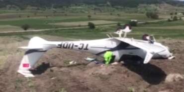 Bilecik’te Yürekler Ağza Geldi! Uçak Zorunlu İniş Yapacakken Kaza Yaptı