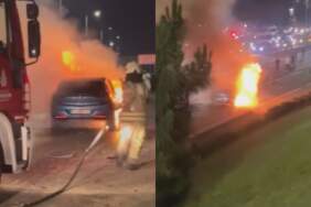 İstanbul’da Korkunç Kaza! Otomobil Alev Alev Yandı, Sürücü Yaralandı