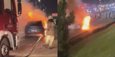 İstanbul’da Korkunç Kaza! Otomobil Alev Alev Yandı, Sürücü Yaralandı