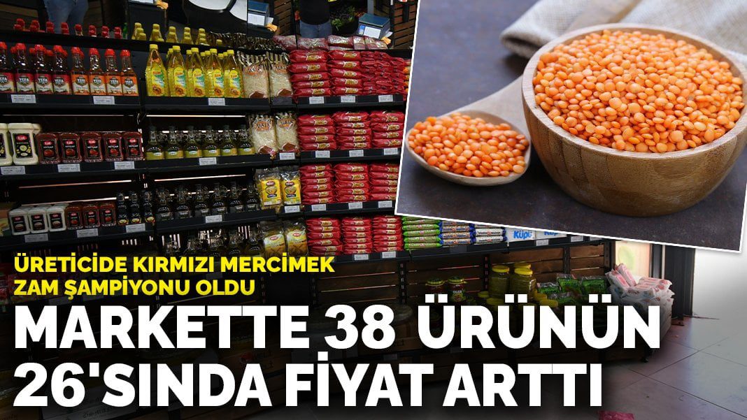 Markette 38 ürünün 26’sında fiyat arttı: Üreticide kırmızı mercimek zam şampiyonu oldu