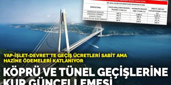 Yap-İşlet-Devret’te geçiş ücretleri sabit ama… Köprü ve tünel geçişlerine kur güncellemesi