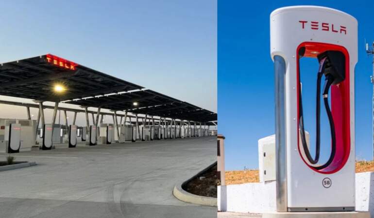 Tesla’dan dünyada bir ilk: Elektrik şebekesine bağlı olmayan dev güneş enerjili şarj istasyonu açıldı!