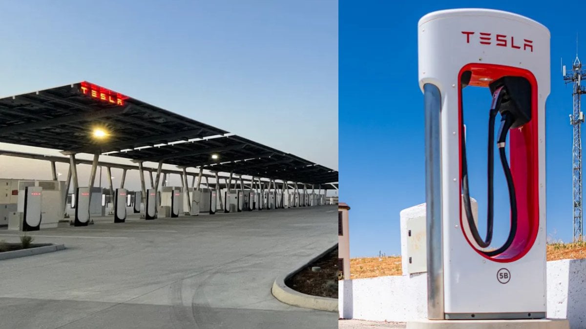 Tesla’dan dünyada bir ilk: Elektrik şebekesine bağlı olmayan dev güneş enerjili şarj istasyonu açıldı!