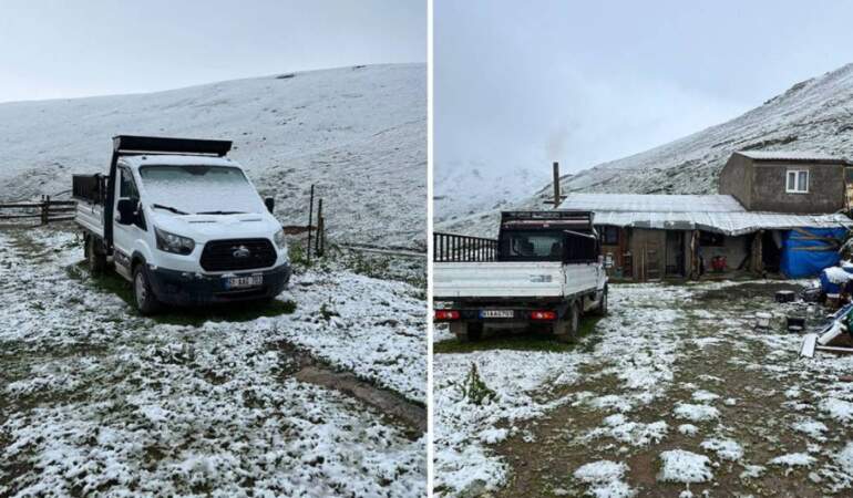 Doğu Karadeniz’de akılalmaz olay! Yazın ortasında lapa lapa kar yağdı, her yer bembeyaz oldu!
