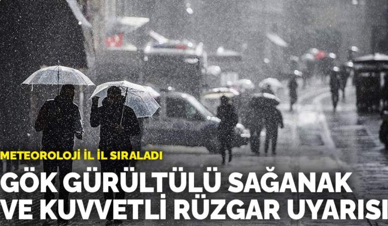 Meteoroloji il il sıraladı: Gök gürültülü sağanak ve kuvvetli rüzgar uyarısı