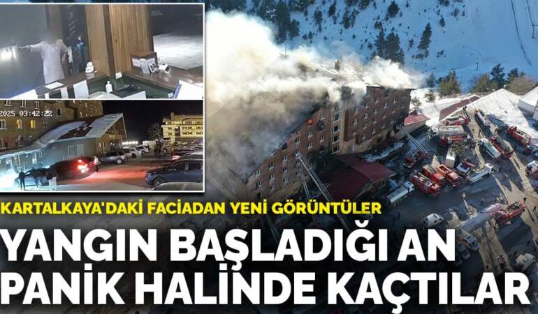 Kartalkaya’daki faciadan yeni görüntüler: Yangın başladığı an panik halinde kaçtılar