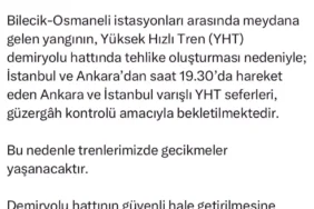 Osmaneli’ndeki Yangın Tren Seferlerini Etkiledi