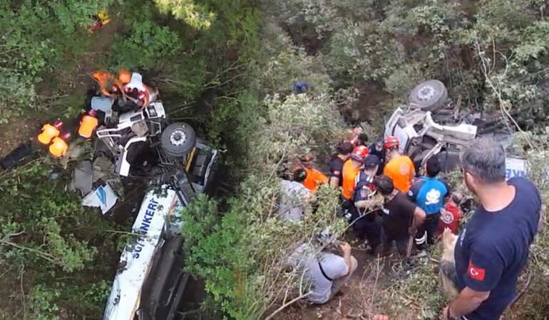 Bursa’da Yangınla Mücadelede Facia! Tanker Uçuruma Yuvarlandı: 3 Kişi Hayatını Kaybetti