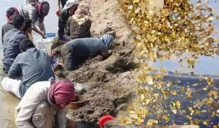 Köyde Altın Heyecanı: Su Seviyesi Düşünce Ortaya Çıktı! Herkes Altın Toplamaya Koştu