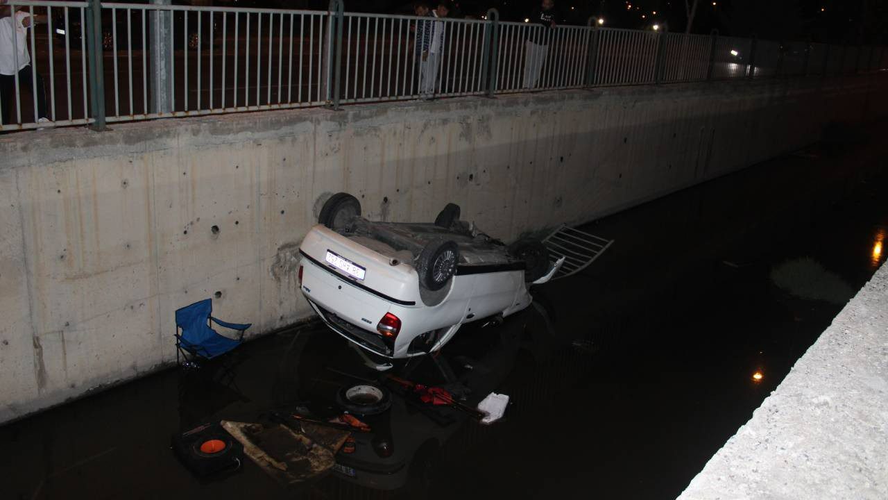 Kayseri’de Otomobil Kanala Uçtu! 1 Yaralı