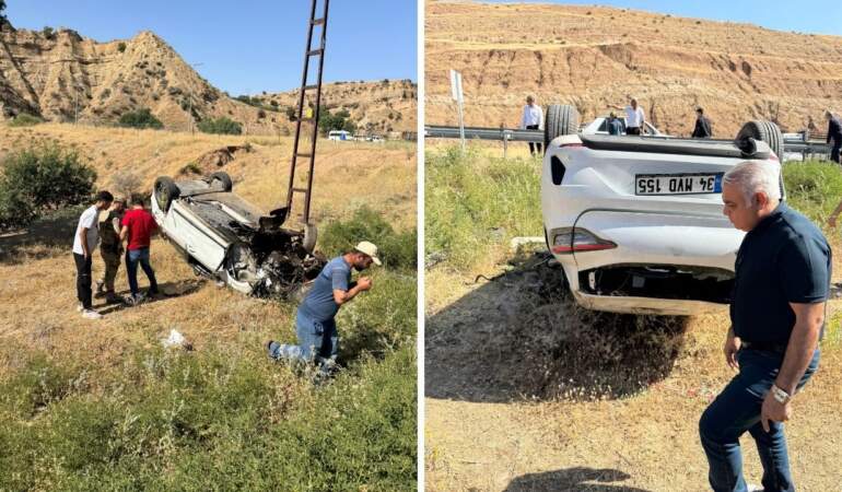 Korku Dolu Anlar: Takla Atan Otomobilden 2 Kişi Yaralı Kurtarıldı