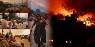 Ödemiş’te Kare Kare Çaresizlik… Hayvanlarını Önlerine Katıp Alevlerden Böyle Kaçtılar