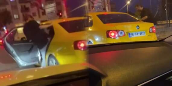 Takside kadına şiddet kamerada: Tekmeleyerek darp etti, küfürler savurdu
