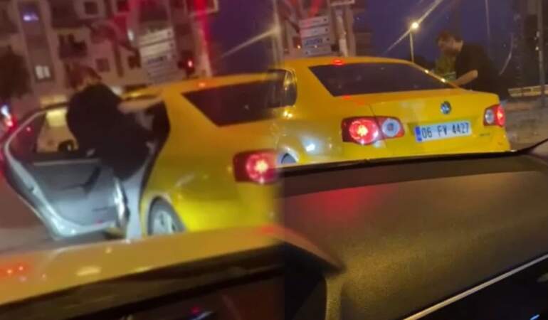 Takside kadına şiddet kamerada: Tekmeleyerek darp etti, küfürler savurdu