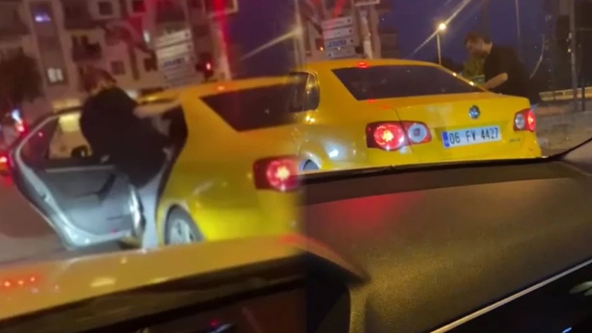 Takside kadına şiddet kamerada: Tekmeleyerek darp etti, küfürler savurdu