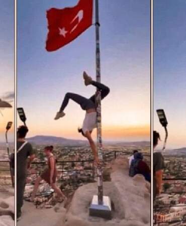 Nevşehir’deki Türk bayrağında direk dansına soruşturma