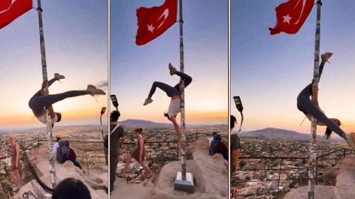 Nevşehir’deki Türk bayrağında direk dansına soruşturma