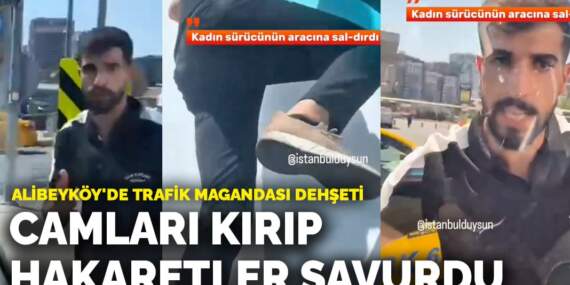 Alibeyköy’de trafik magandası dehşeti! Camları kırıp hakaretler savurdu