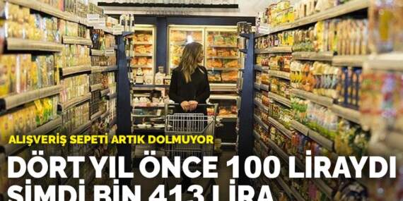 Alışveriş sepeti artık dolmuyor: Dört yıl önce 100 liraydı, şimdi bin 413 lira