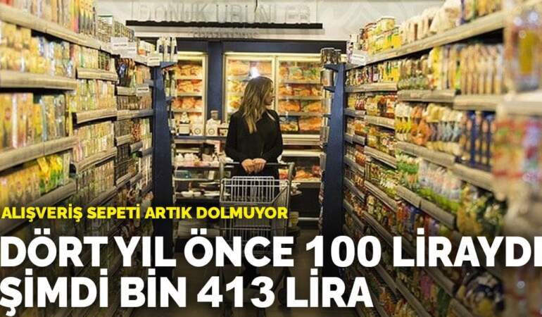 Alışveriş sepeti artık dolmuyor: Dört yıl önce 100 liraydı, şimdi bin 413 lira