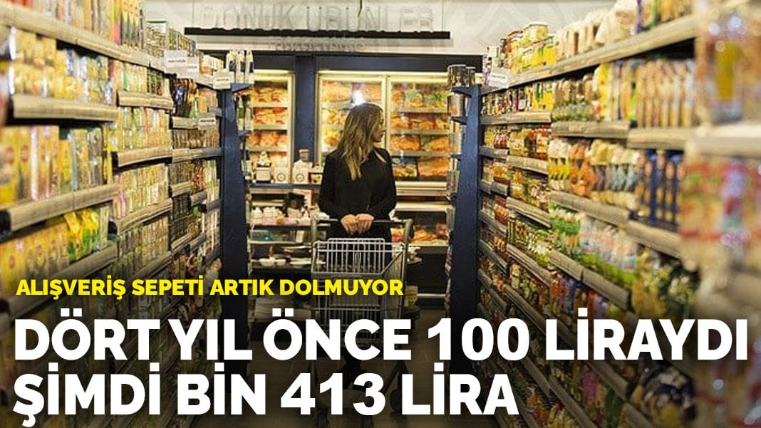 Alışveriş sepeti artık dolmuyor: Dört yıl önce 100 liraydı, şimdi bin 413 lira