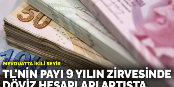 Mevduatta ikili seyir: TL’nin payı 9 yılın zirvesinde, döviz hesapları artışta