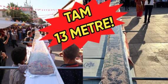 O usta yine yaptı yapacağını! Geçen seneki başarısını aştı: Bu kez 13 metrelik tahinli pideyle rekor kırdı