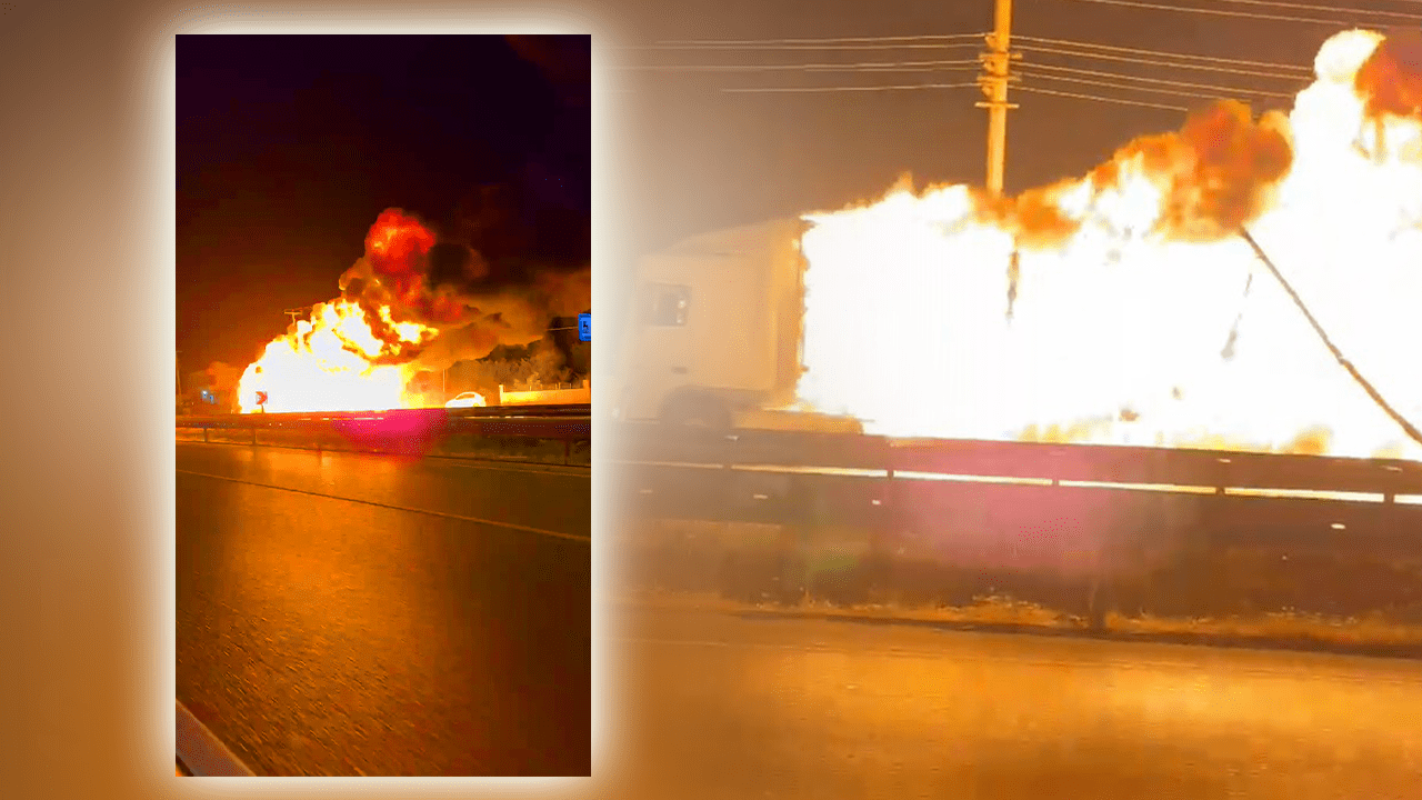 Samsun’da Yürekler Ağza Geldi! Kimyasal Yüklü Tırı Yüzlerce Metre Alevler İçinde Sürdü