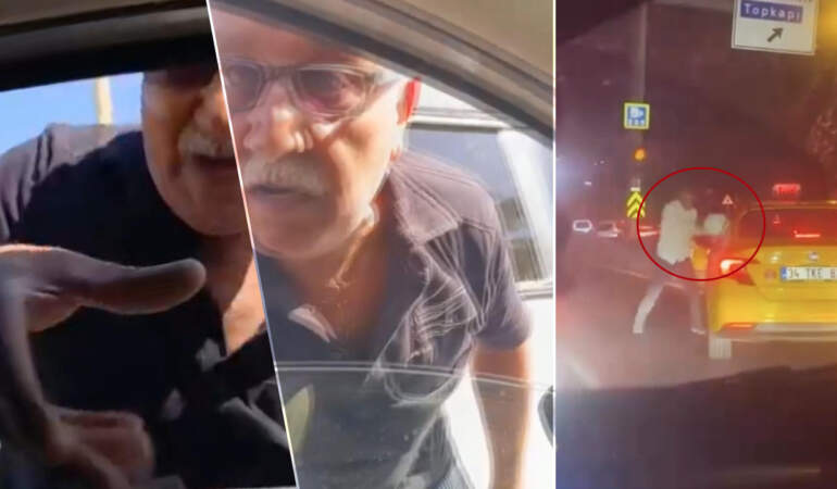Yerler Farklı Magandalık Aynı! Biri Sürücüyü Yumrukladı, Diğeri Kaskla Camı Kırmaya Çalıştı