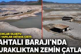 Tahtalı Barajı’nda kuraklıktan zemin çatladı: Adacıklar oluştu, eski yapılar ortaya çıktı