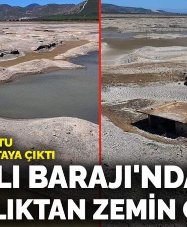 Tahtalı Barajı’nda kuraklıktan zemin çatladı: Adacıklar oluştu, eski yapılar ortaya çıktı