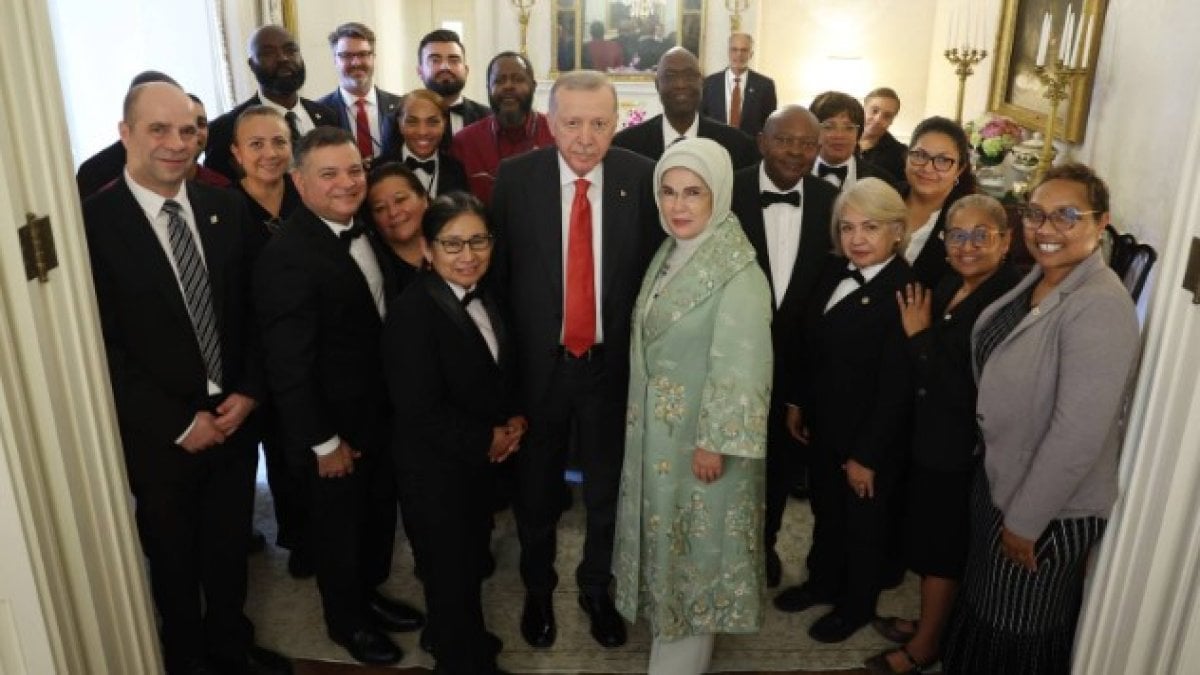 Erdoğan, Blair House çalışanlarıyla hatıra fotoğrafı çektirdi