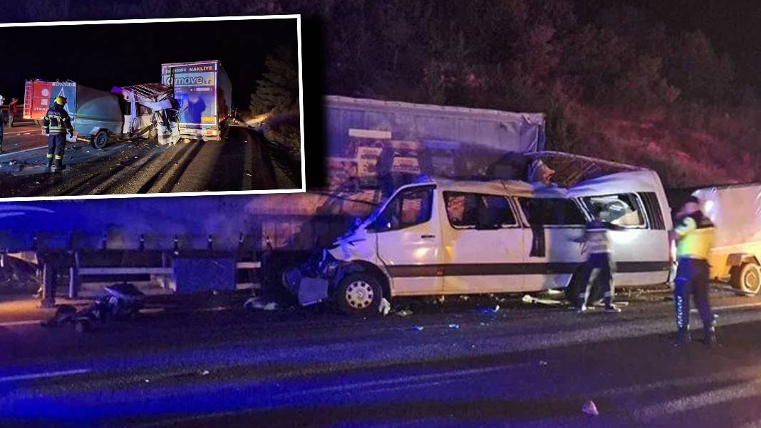 Otoyolda tarım işçilerini taşıyan minibüs TIR’a çarptı: Üç ölü, 16 yaralı