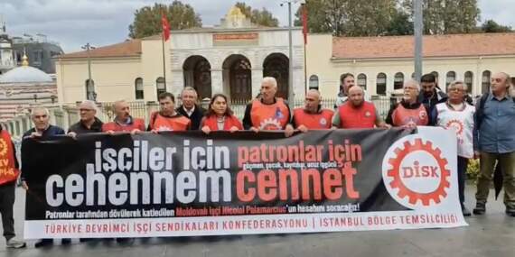 DİSK, işçi Nicolai Palamarcıuc için valilik önünde açıklama yaptı