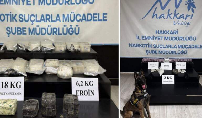 Hakkari’de 26 kilo 529 gram uyuşturucu ele geçirildi