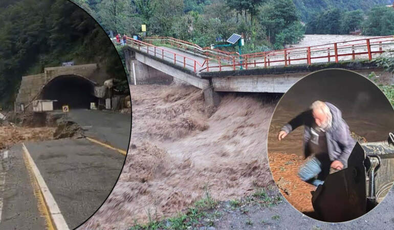 Karadeniz’de Sel Felaketi! Köprü Çöktü, Yollar Kapandı, Vatandaşlar Mahsur Kaldı