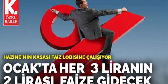 Hazine’nin kasası faiz lobisine çalışıyor: Ocak’ta her  3 liranın 2 lirası  faize gidecek