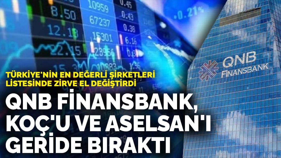 Türkiye’nin en değerli şirketleri listesinde zirve el değiştirdi: QNB Finansbank, Koç’u ve Aselsan’ı geride bıraktı