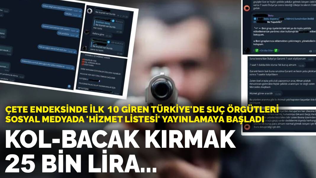Suç endeksinde ilk 10’daki Türkiye’de çeteler sosyal medyada ‘tarife’ yayınlıyor: Kol-bacak kırmak 25 bin lira…