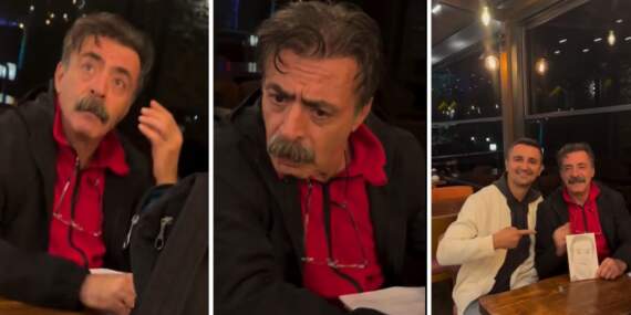 Karakalem sanatçısı kafede Levent Ülgen’i gördü, çizdi! Portresini teslim alan Ülgen’in tepkisi gündem oldu