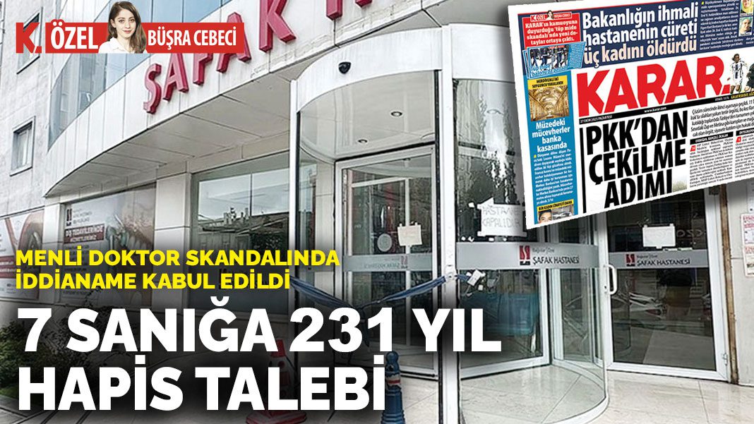 Menli doktor skandalında iddianame kabul edildi: 7 sanığa 231 yıl hapis talebi