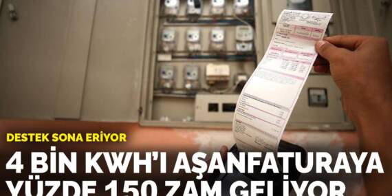 Destek sona eriyor: 4 bin kWh’ı aşan faturaya yüzde 150 zam geliyor