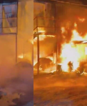 İşçilerin Kaldığı Konteyner Yatakhane Kül Oldu